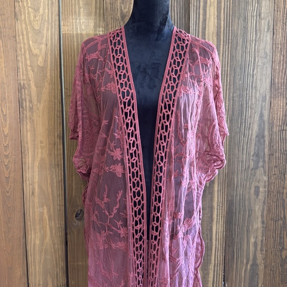 PLUS SIZE EMBROIDERED MESH DUSTER - Picture 5 of 13